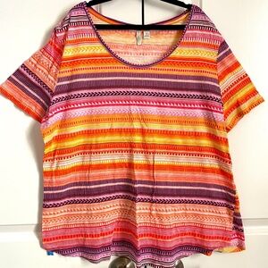 EST 1946 Colorful Striped Women top. Very light weight comfy fabric XL